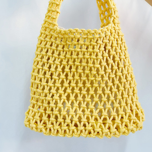 Bolsa De Muñeca Tejida A Mano, Diseño De Malla Hueca, Estilo