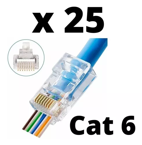 Conector RJ45 de categoría 6 para crimpar compatible con cable UTP