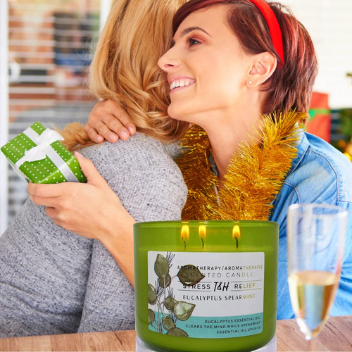Vela De Aromaterapia De Eucalipto De Menta De 3 Mechas | Vel