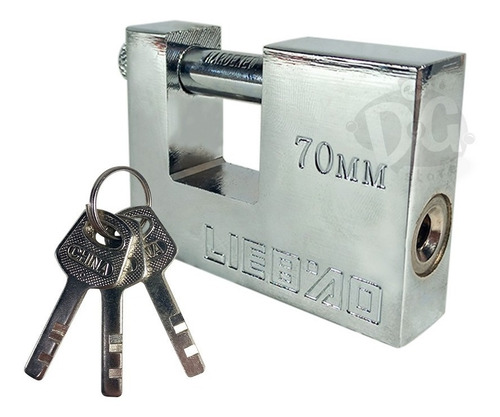 Imagen 2 de 4 de Candado Acero Macizo 70mm Pack X 2 Traba Horizontal 3 Llaves