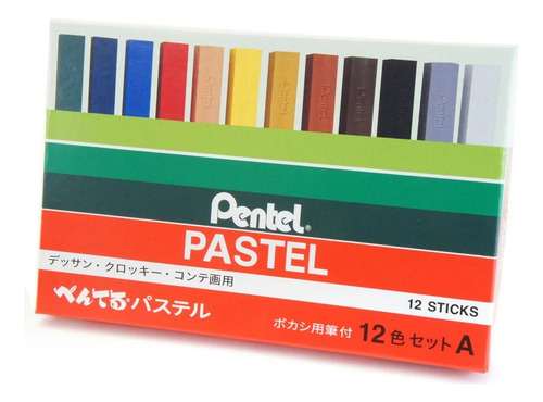 Giz Pastel Seco Pentel 12 Cores
