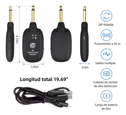 Transmisor Inalámbrico Uhf Para Guitarra Y Bajo - Fácil Conexión