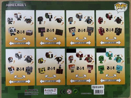 Cartela Exclusiva Minecraft 4 Bonecos Transformáveis