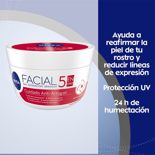 Imagen 6 de 8 de Crema Facial Nivea Anti Arrugas 5 En Uno 200 Ml 12 Unidades
