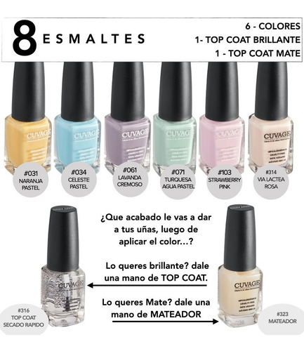 Imagen 2 de 10 de Kit Esmaltes De Uñas Tradicional X 8 Mate O Brillante