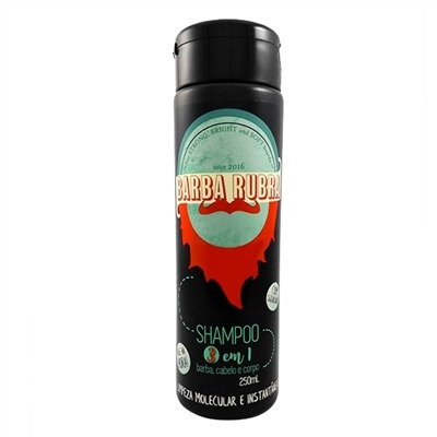 Shampoo 3 Em 1 Barba Rubra, Barba, Cabelo E Bigode 250ml