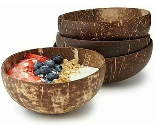 4 Piece Natural Coconut Shell Storage Bowl, Dry Fruit Bowl