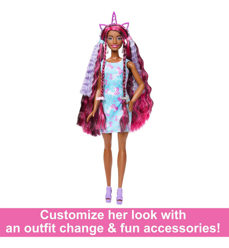 Barbie Fun & Fancy Muñeca Cabello Rosa Ondulado Mattel