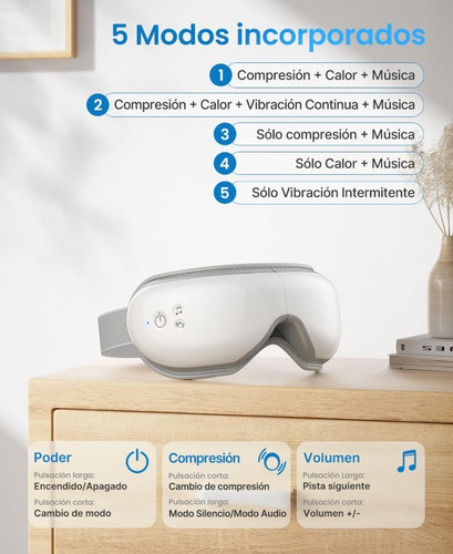 Masajeador De Ojos +calor Quita Ojeras,arrugas + Bluetooth