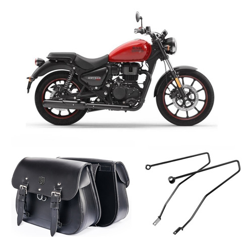 Bolsa Alforge Lateral Moto Custom 18l + Afastador Meteor 350