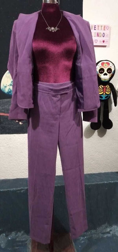 Traje De Vestir 3 Piezas Morado Talla G