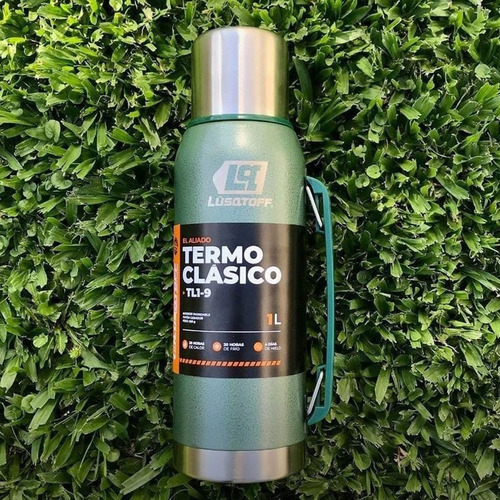 Termo Acero Inox 1 Litro Lusqtoff Verde Frio Calor Manija