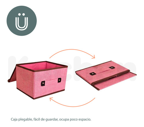 Imagen 3 de 10 de Caja Organizadora Baul Liso De Tela 37x24