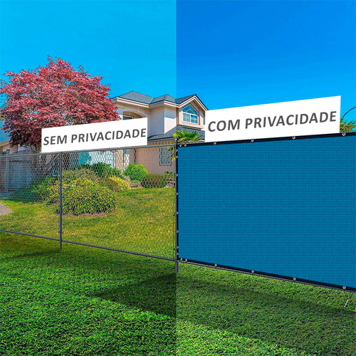 Tela Privacidade Fachada 4x14,5m Azul Para Portão Garagem