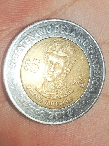 Moneda De 5 Pesos De Vicente Guerrero Bicentenario 