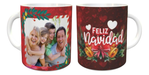 Taza Ceramica  Personalizada Diseño Navideño Con Foto