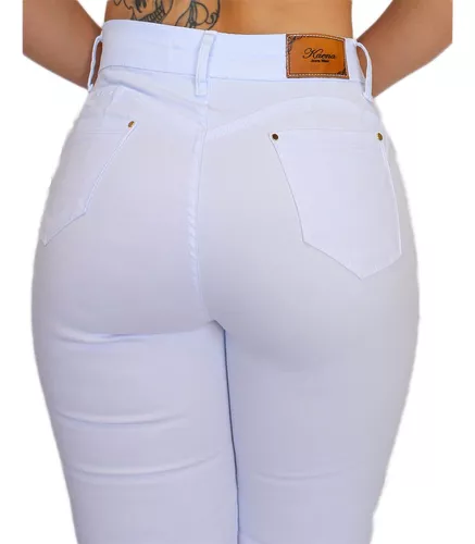 Calça Jeans Feminina Cintura Alta Cós Alto Levanta Bumbum