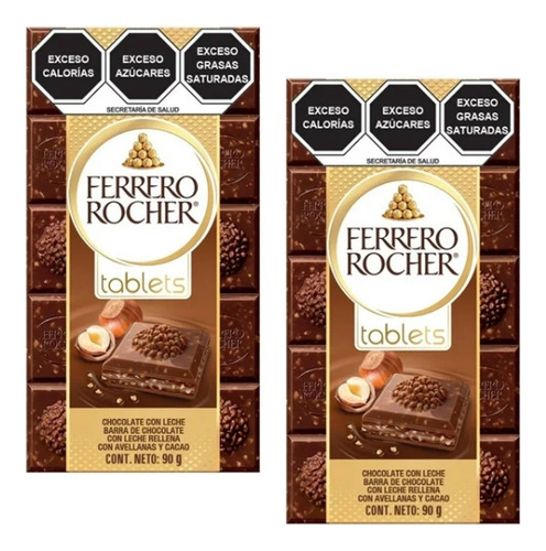 Chocolate Con Leche Ferrero Tableta 2 Piezas Total 180 Gr