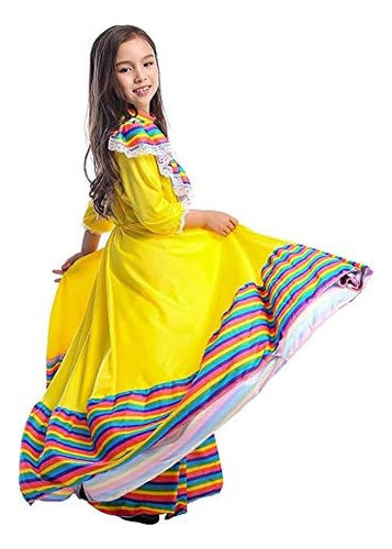 Disfraz De Señorita Mexicana Para Niña, Vestidos Tradicional