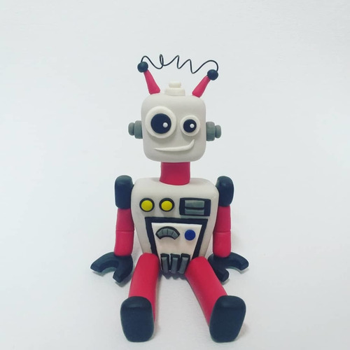 Adorno Torta Robot Porcelana Fría  