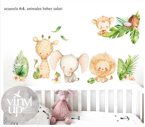 Vinilos Infantiles Divinos!! Animalitos Safari Bebe 130x70cm