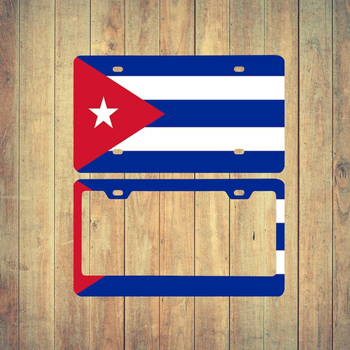 Marco De Matrícula Con Bandera De Cuba, Cubierta De Marco De