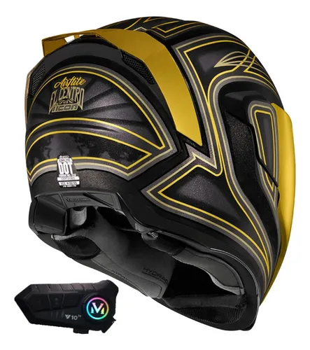Casco Integral Icon + Intercomunicador + Visor De Color - As