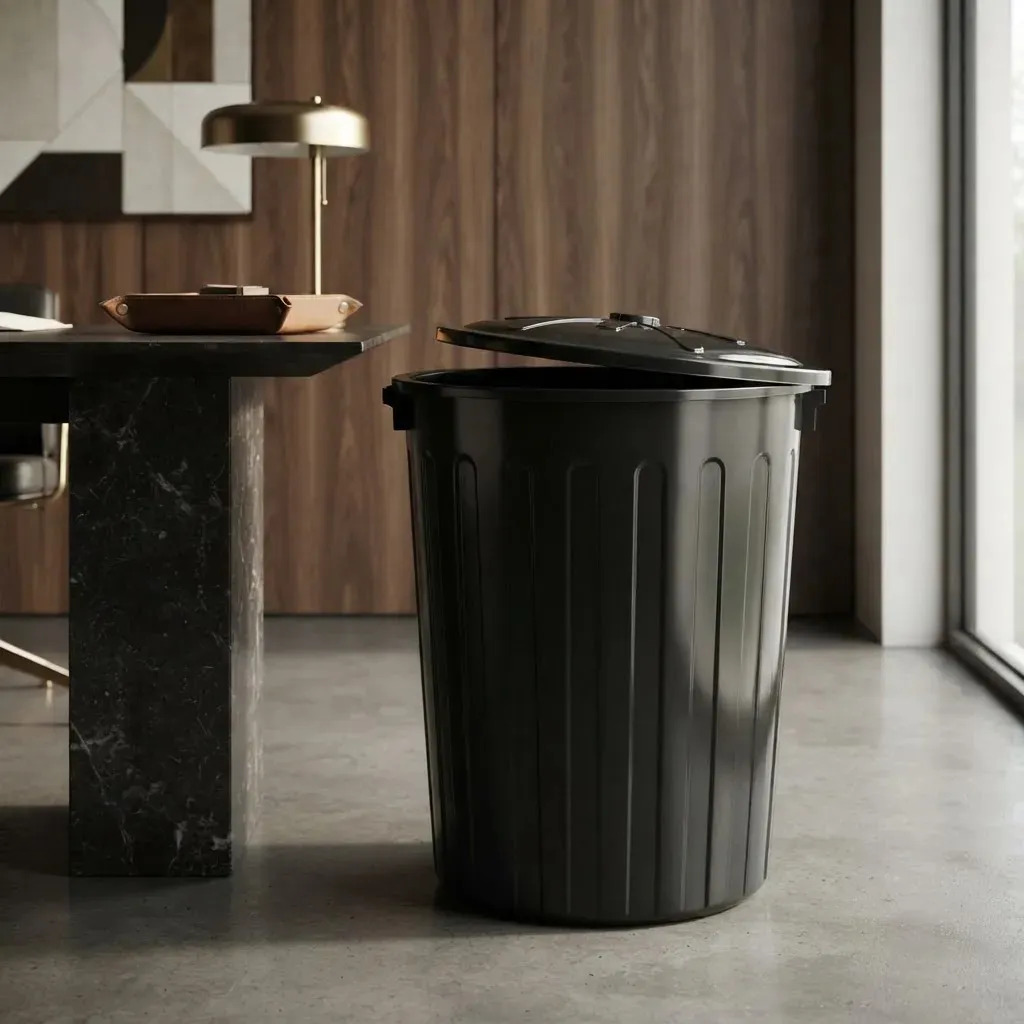 Cesto Plástico Con Tapa 65 Lts Multiuso Negro Arqplast