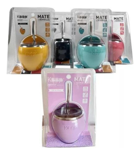 Mate Silicona Keep Acero Inoxidable Con Bombilla Acero 230ml Color Rosa Liso