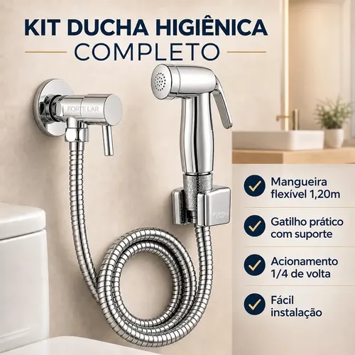Ducha Higiênica de Banheiro 1.20m Forte Lar 1/4 Volta