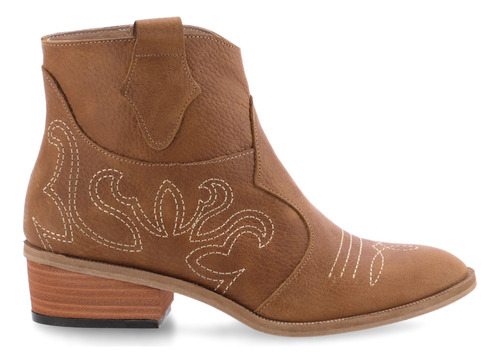 Botas De Cuero Cierre Taco 3 Cm.- Texanas Caña Corta Mujer 