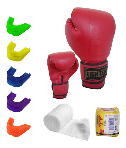 Kit Guantes Box + Protector Bucal + Par Venda / Training