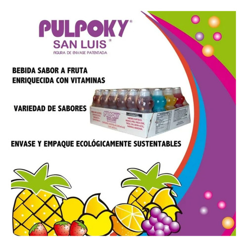 Bebida Sin Calorias Con Jugo Pulpoky 24 Pz De 250 Ml Drop002
