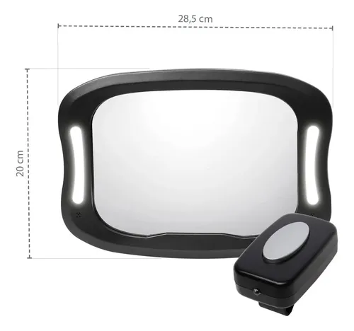 Espejo Rectangular Para Auto Luz Y Control Calidad Bebesit