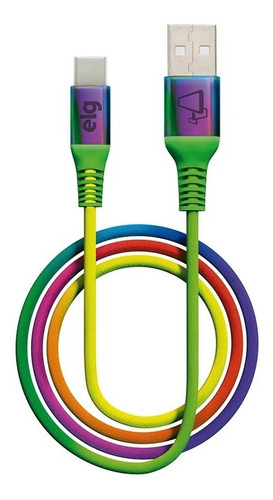 Cabo Usb Tipo C Carregador Rainbow Color Turbo Certificado