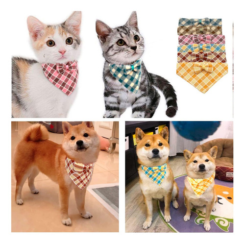 Collar De Perro A Cuadros, Collar De Perro Gato Con Lazo De