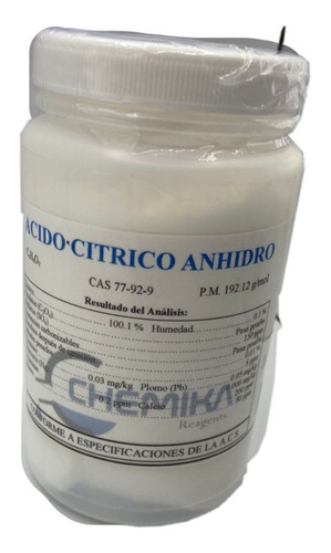 Acido Citrico Anhidro 500 Gr Reactivo