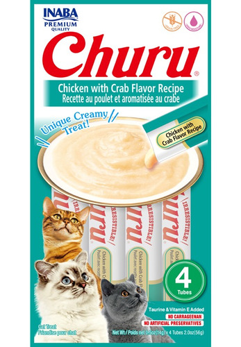 Churu Petisco Gatos Sabor Frango E Caranguejo 56g - 4 Tubets