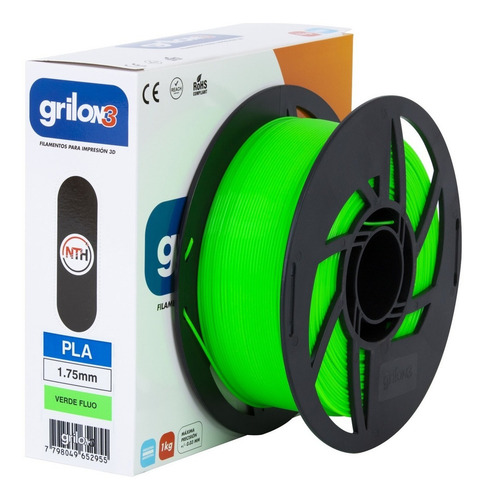 Imagen 2 de 2 de Filamento 3D PLA Grilon3 de 1.75mm y 1kg verde flúor