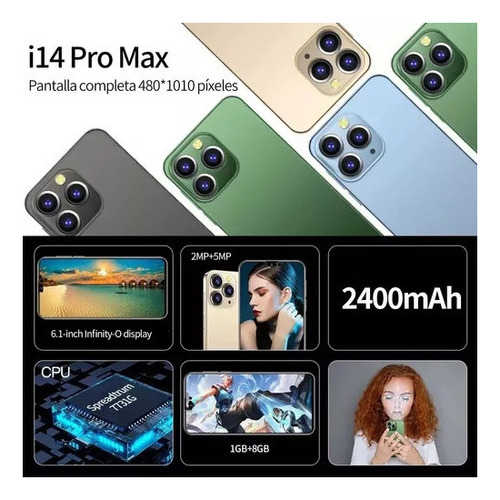 Android Mobile 14 Pro Max 6.1 Pulgadas De Ram (1 Gb) Y Rom