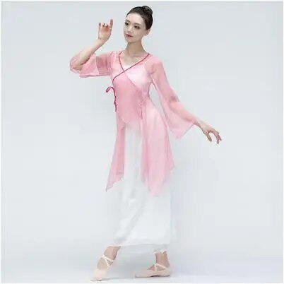 Blusa De Gasa Hanfu Practice Folk Dancewear De Al Costumes