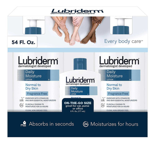 Lubriderm Daily Moisture Lotion - Paquete De 3 Fragancias