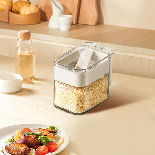 Recipiente De Sal De Vidrio Con Cuchara Tarro De Sal Con Tap