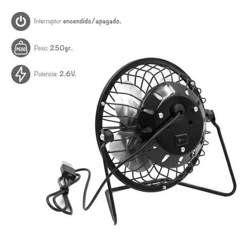 Mini Ventilador Usb Para Escritorio Metálico Apto 220v