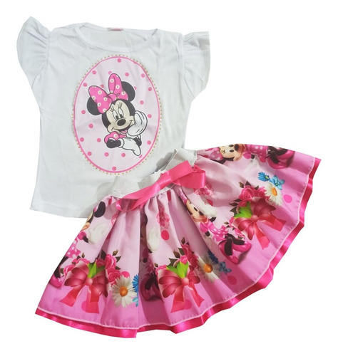 Vestido Tutu Para Niña De Minnie Dos Piezas