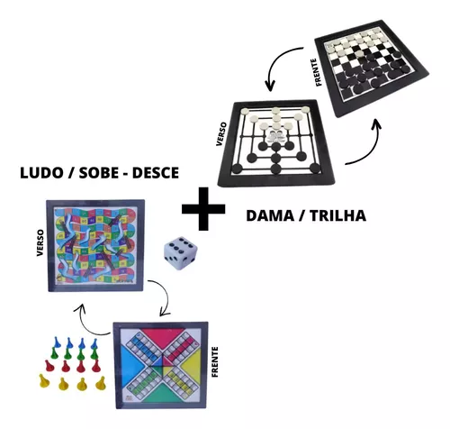 Jogo Classico Tabuleiro Dama, Trilha, Ludo, Sobe Desce Kit