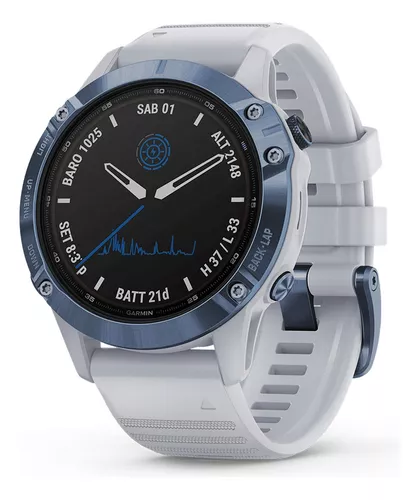 Garmin Watch Fenix 6 Pro Solar (010-02410-21) Azul Color de la correa Azul  claro