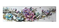 Comprar Cuadros Originales Oleo Moderno Flores Abstracto 150x50 Cm