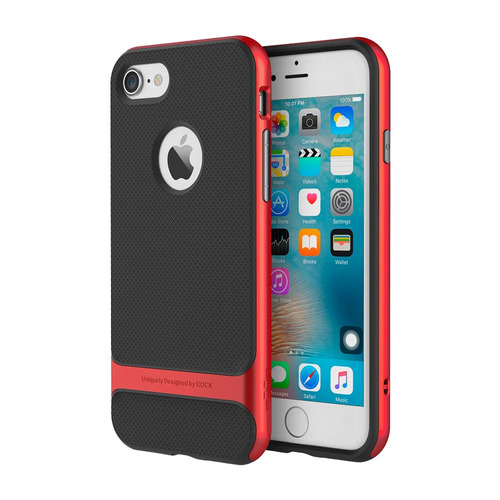 Estuche Forro iPhone 8 iPhone 7 Rock Royce Negro Rojo