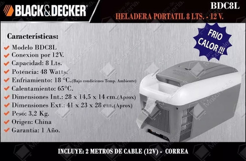 Imagen 2 de 2 de Heladera Black And Decker 12v 8 Litros
